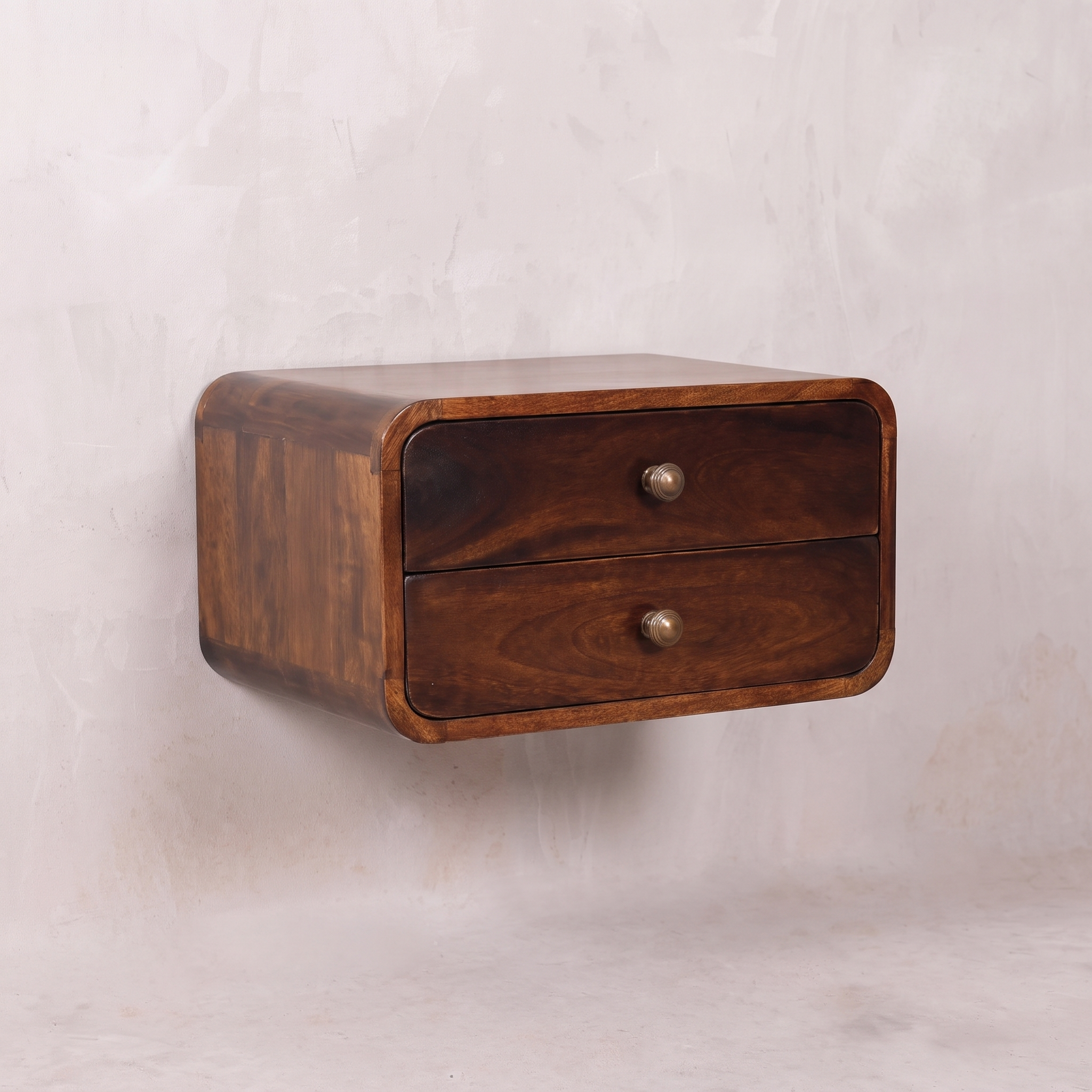 Curved California Walnut Wall Mounted Bedside