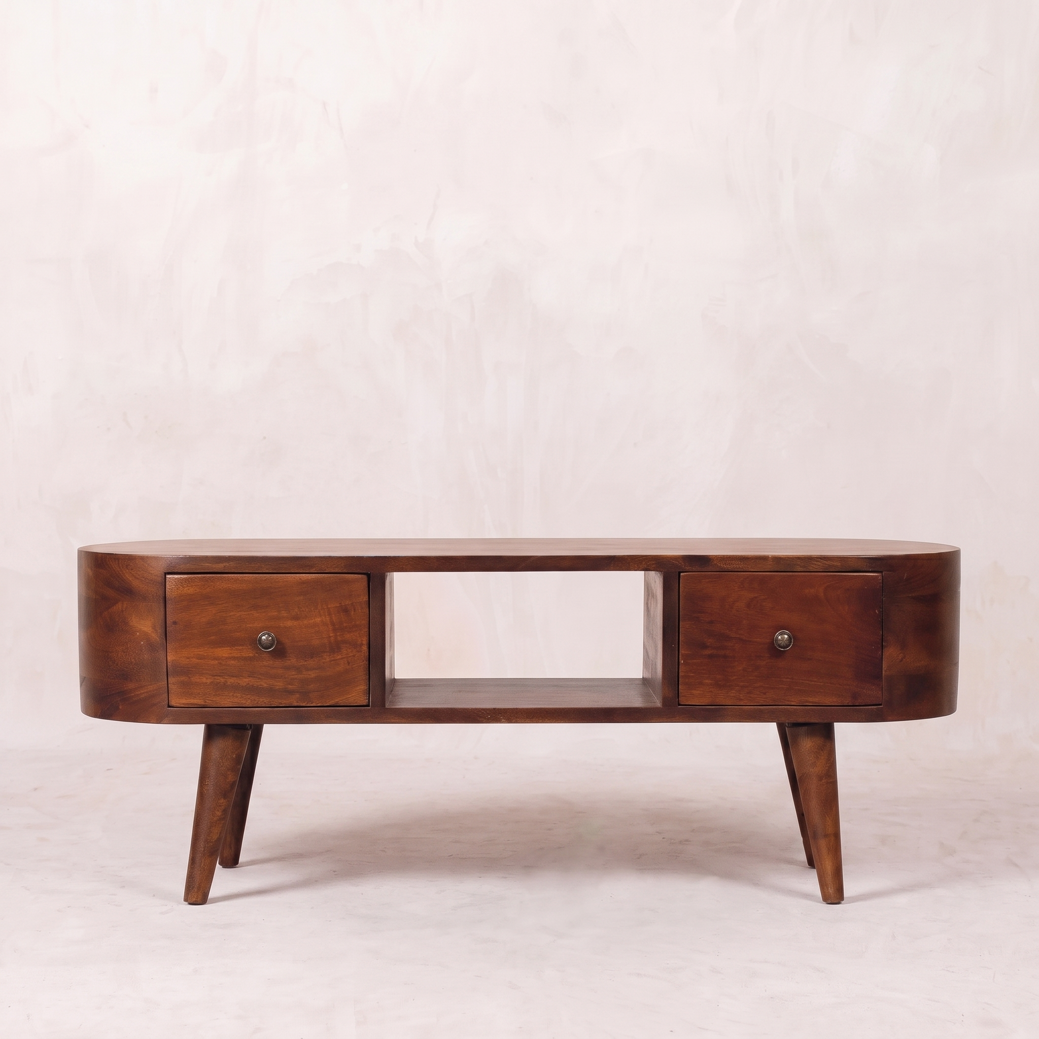 Chestnut Round Open Media Unit