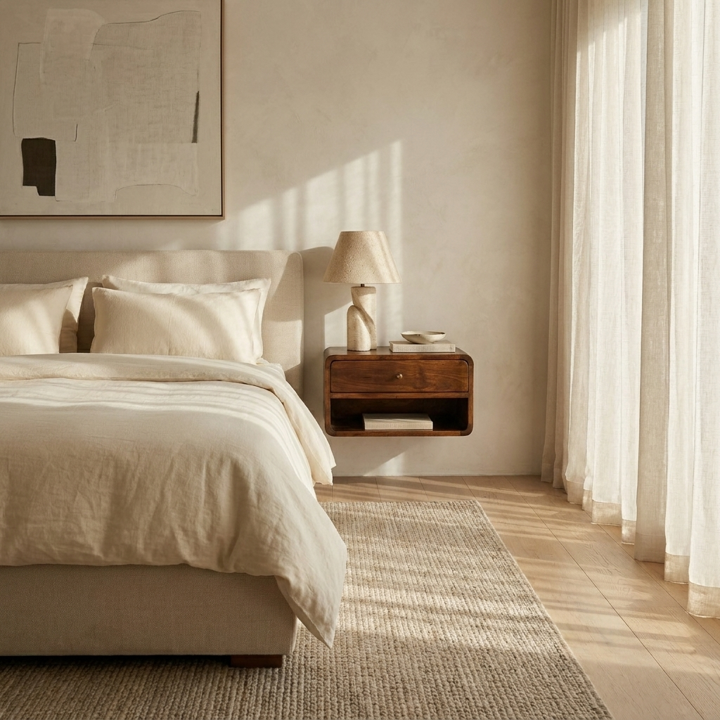 Chestnut Curve Floating nightstand