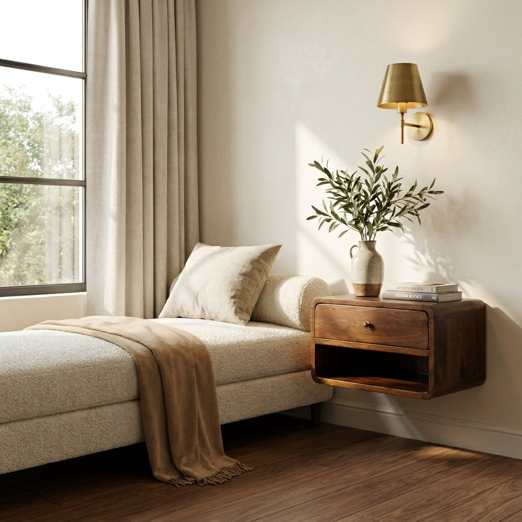 Chestnut Curve Floating nightstand