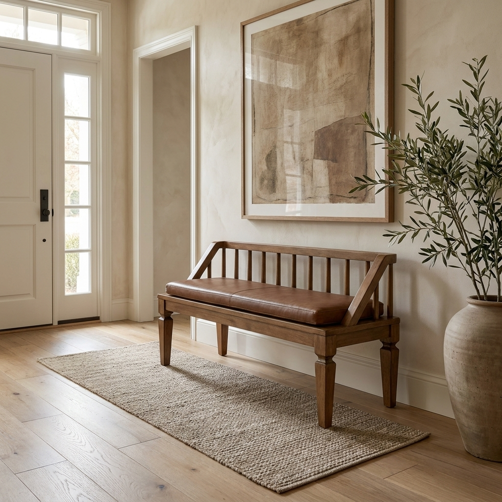 Bordeaux Leather Bench