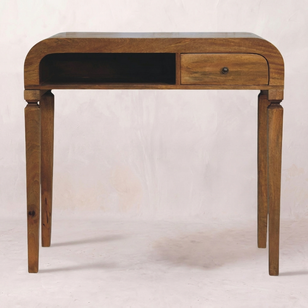Curved Open Shelf Writing Desk