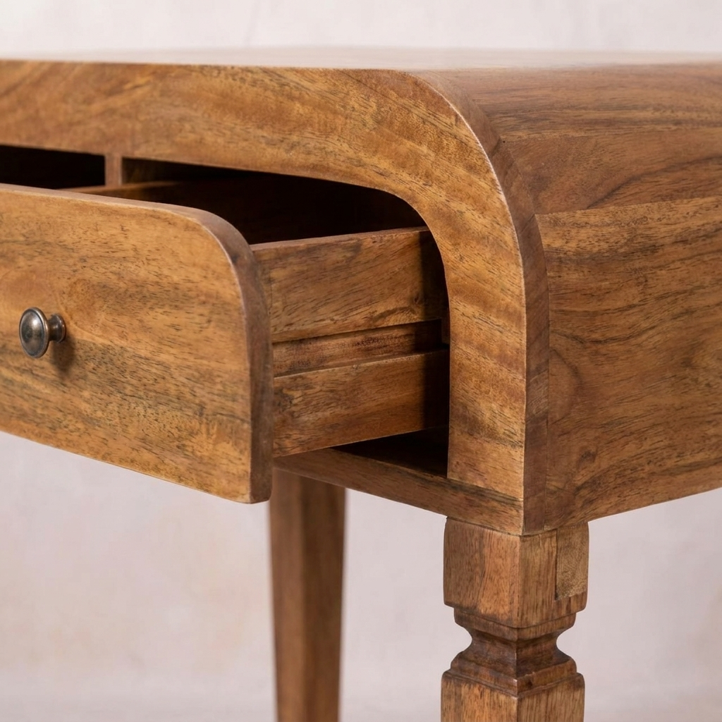 Curved Open Shelf Writing Desk