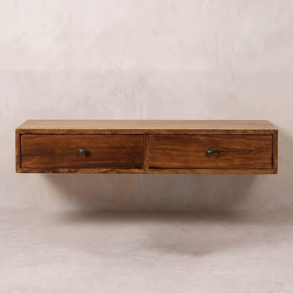 Lunar 2 Drawer Chestnut Wall Mounted Console