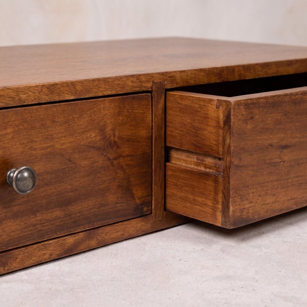 Lunar 2 Drawer Chestnut Wall Mounted Console