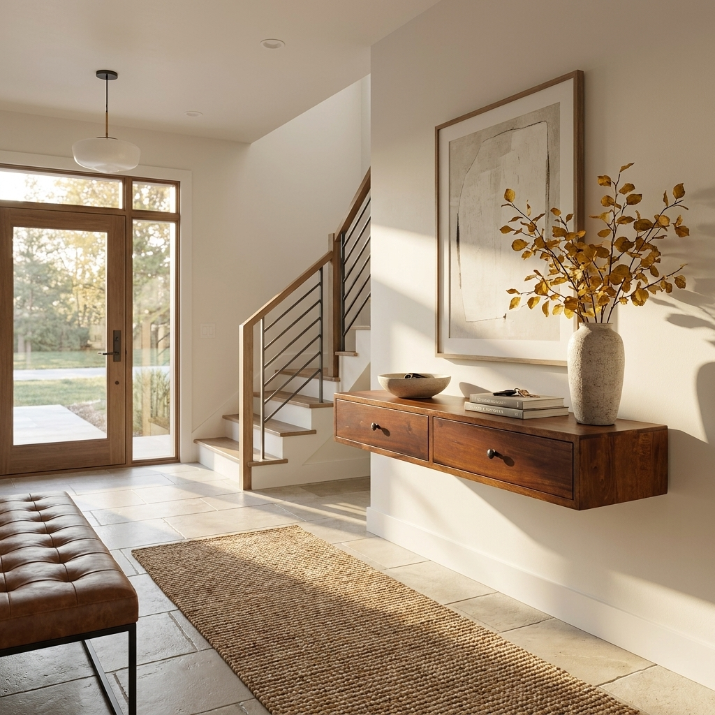 Lunar 2 Drawer Chestnut Wall Mounted Console