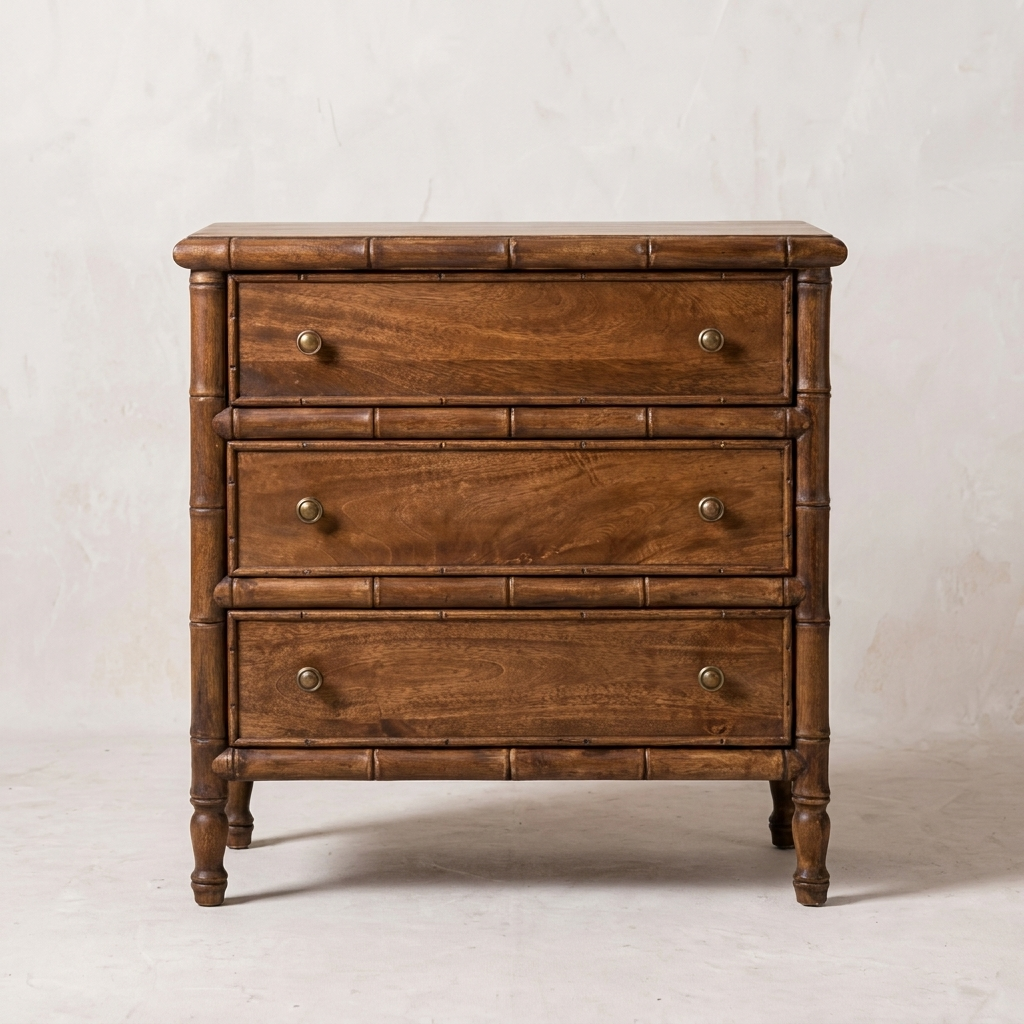 Bamboo Carved 3-Drawer Chest