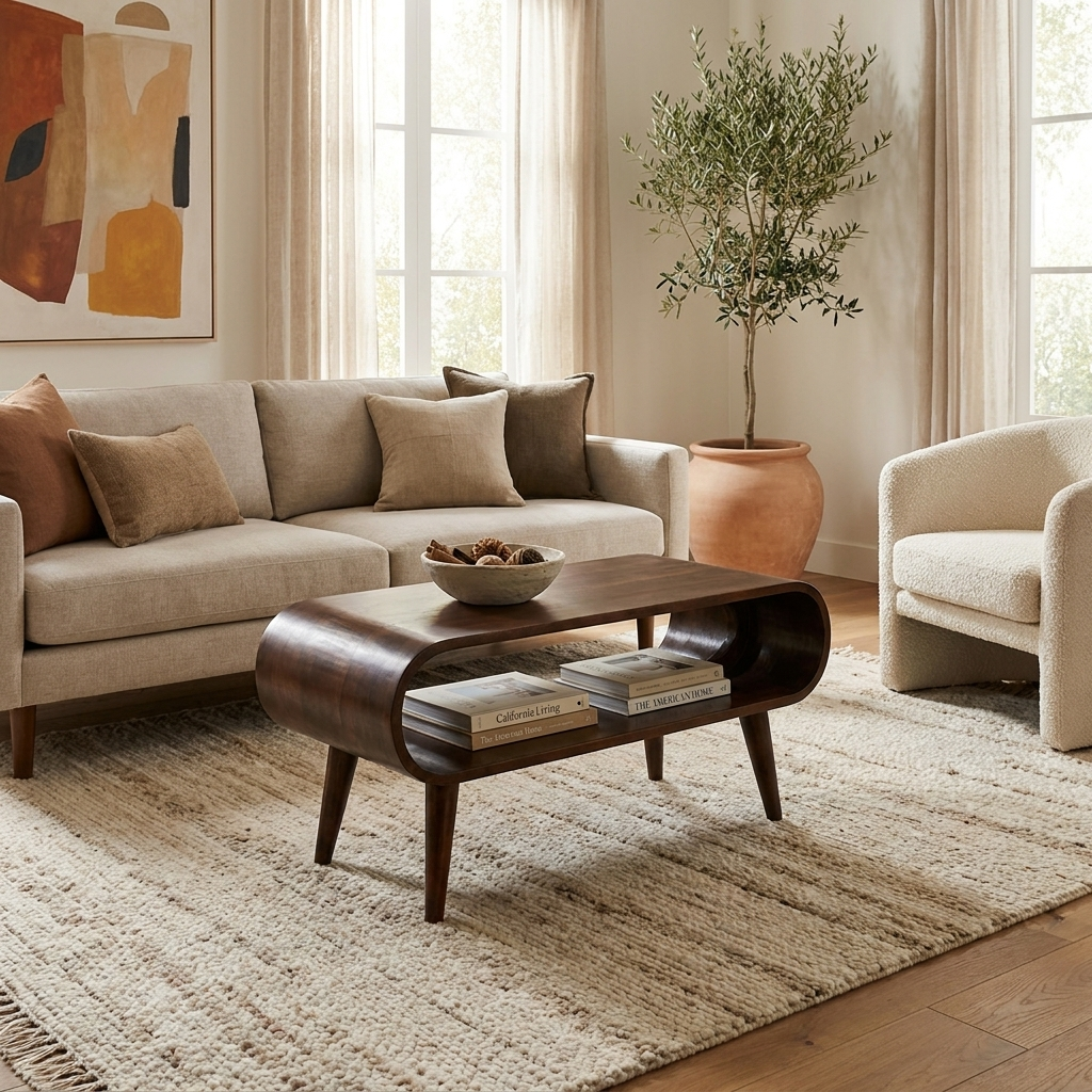 Amaya Walnut-Finish Solid Wood Coffee Table