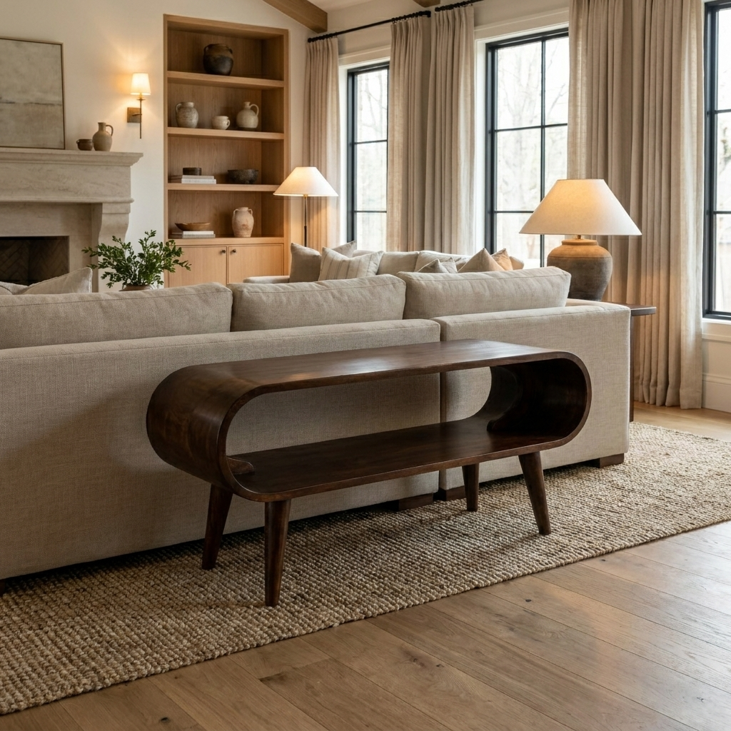 Amaya Walnut-Finish Solid Wood Coffee Table