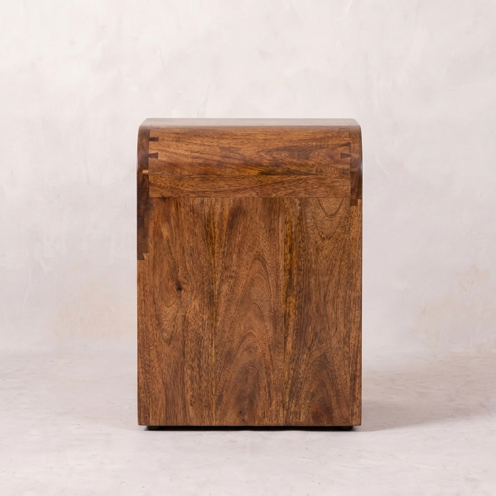 Solid Wood Mini Chestnut Nightstand with Arc Edges