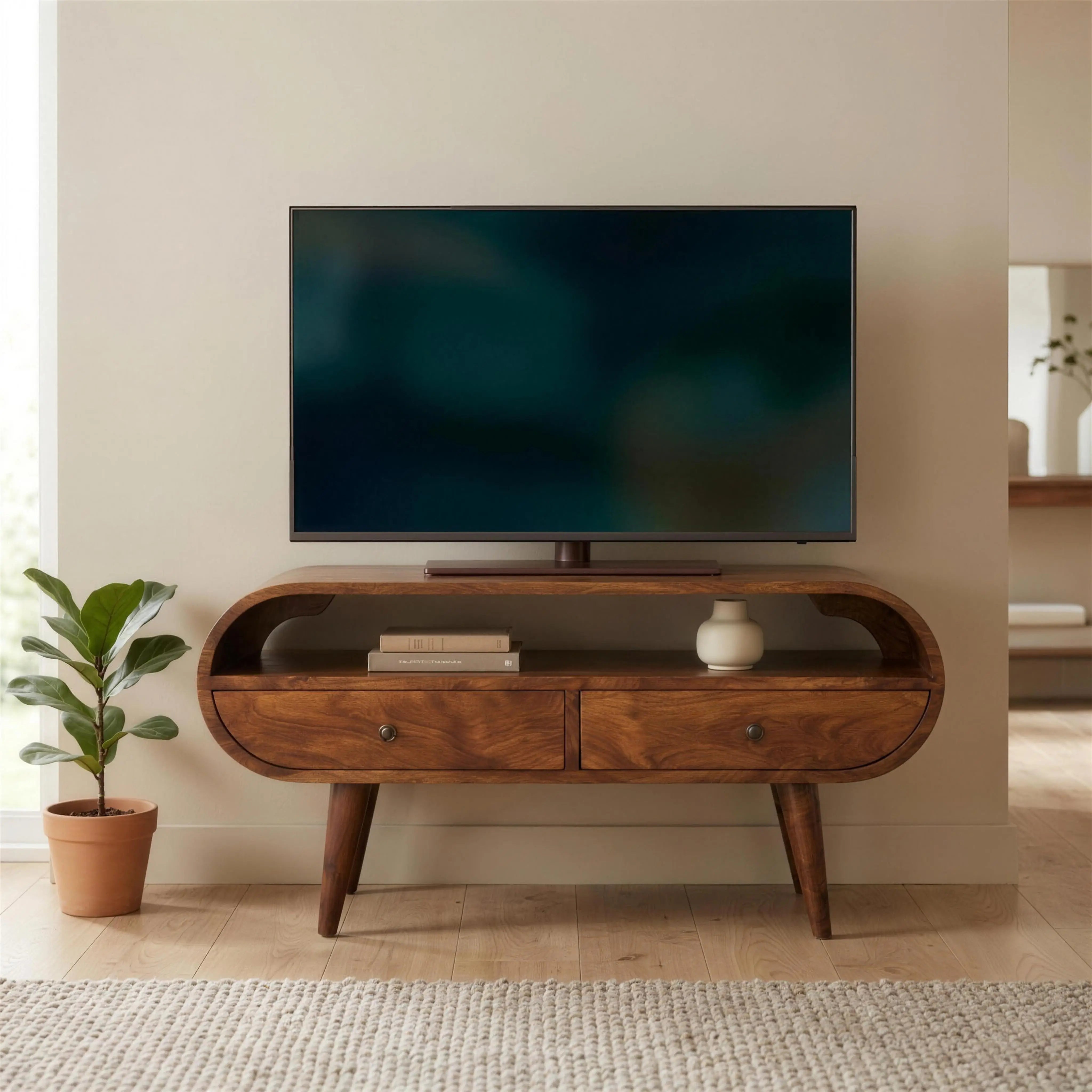 Chestnut Solid Wood Nordic TV Stand