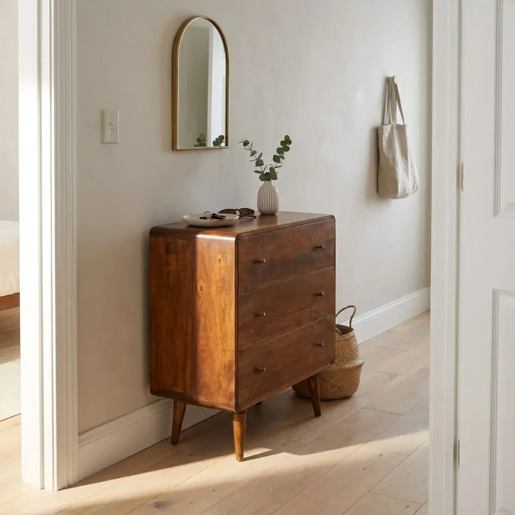 Chestnut Solid Wood Curved Chest