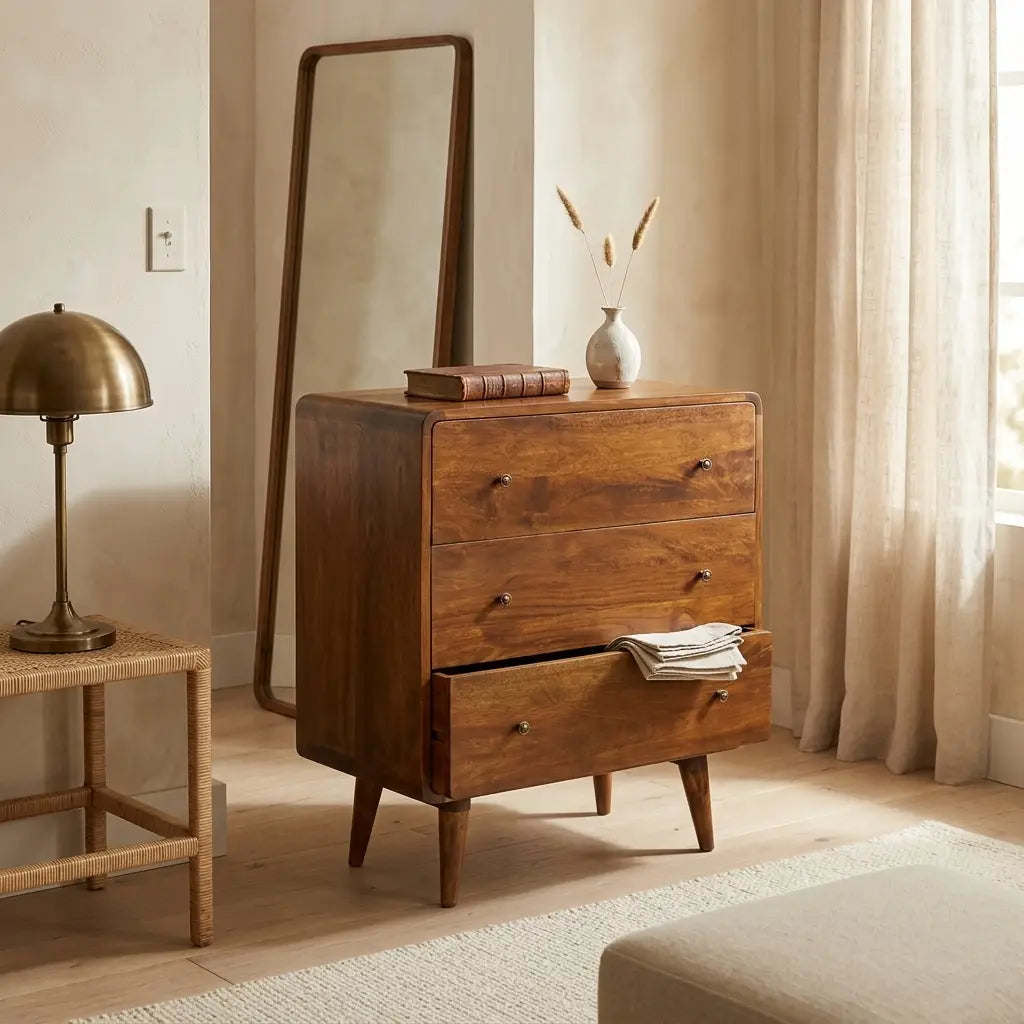 Chestnut Solid Wood Curved Chest