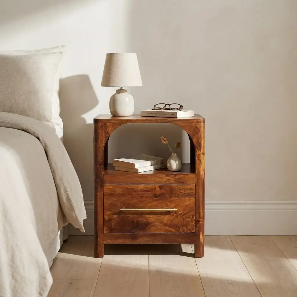 Chestnut Solid Wood Arc Nightstand