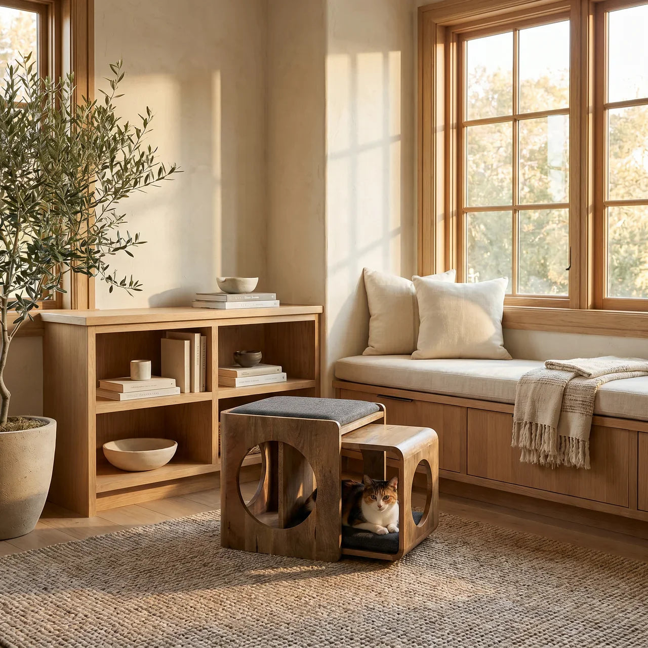 Round Cut-out Pet Bed with Seat Pad