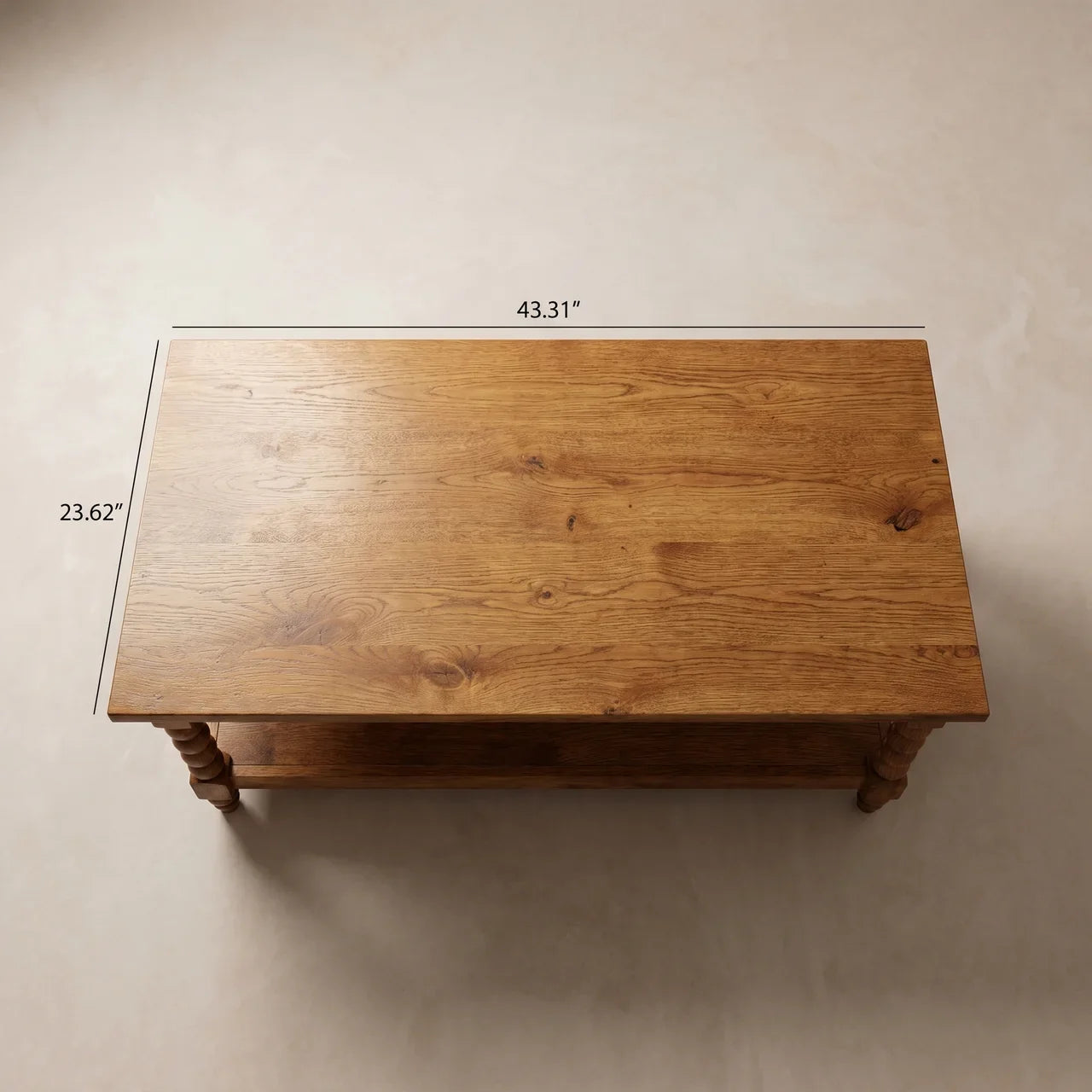 Solid Wood Amber Oak Coffee Table With Open Shelf
