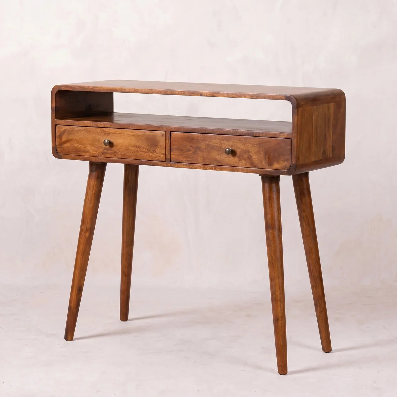 Curved Chestnut Console Table