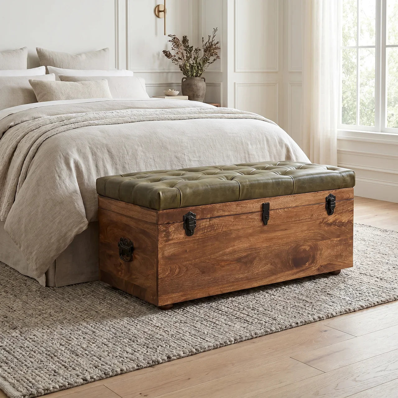 Roasted Almond Storage Trunk Bench
