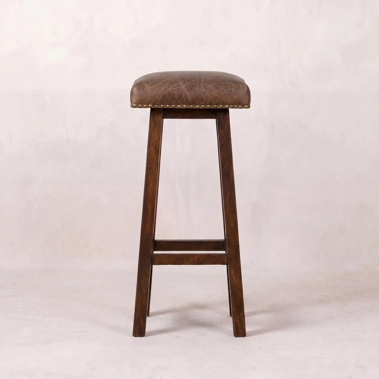 Buffalo Brass Leather Bar Stool