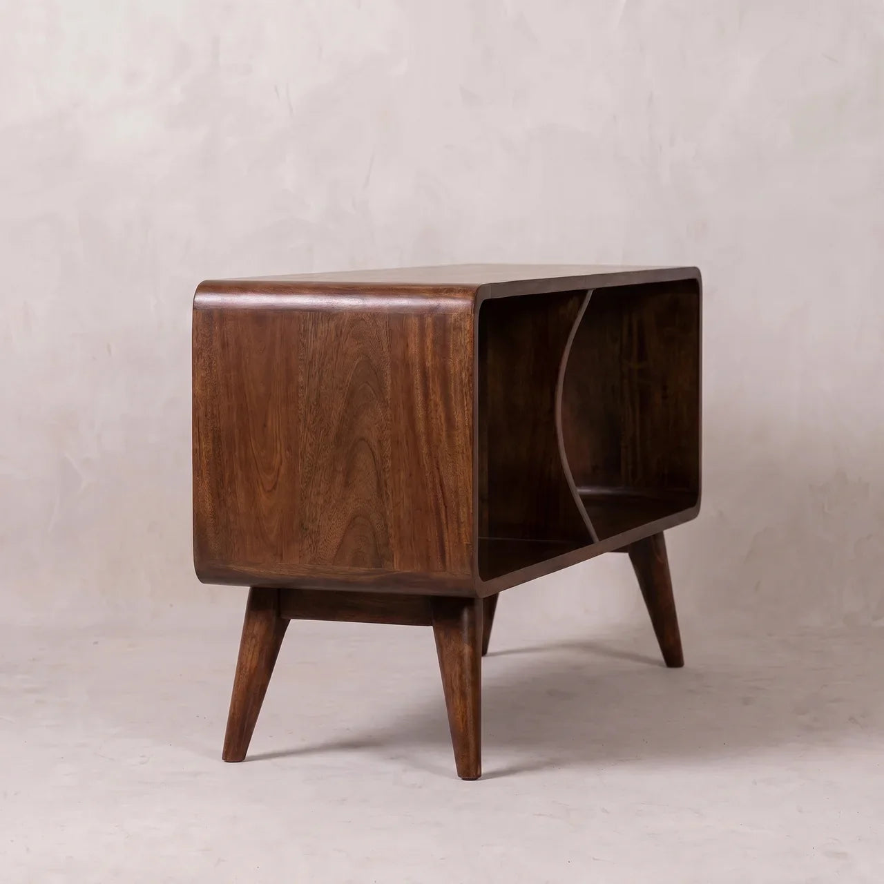 Curved Chestnut Double Slot Media Unit