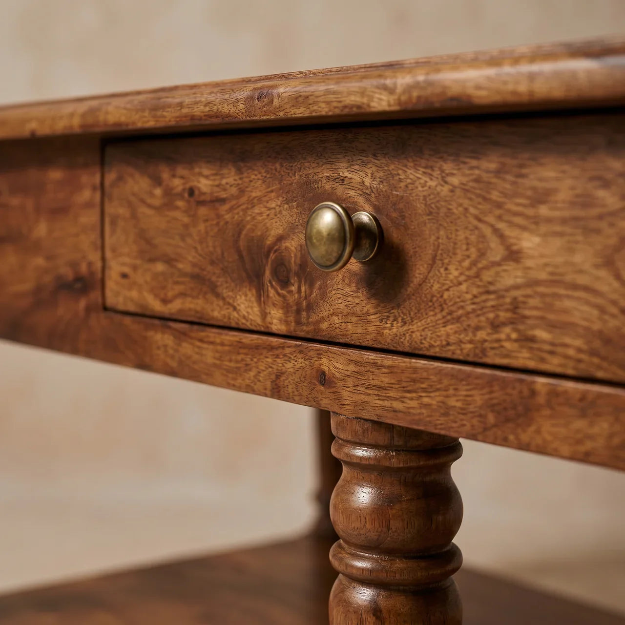 Turned Legs Chestnut 2 Drawer Coffee Table