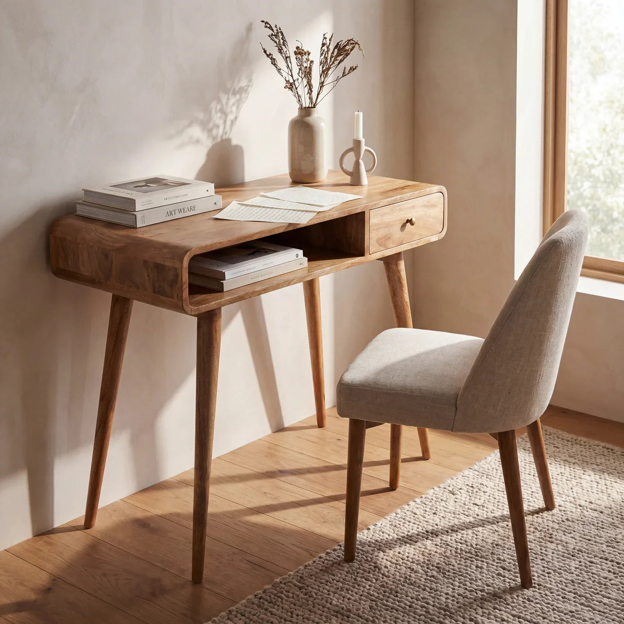 Curved Oak-ish Writing Desk