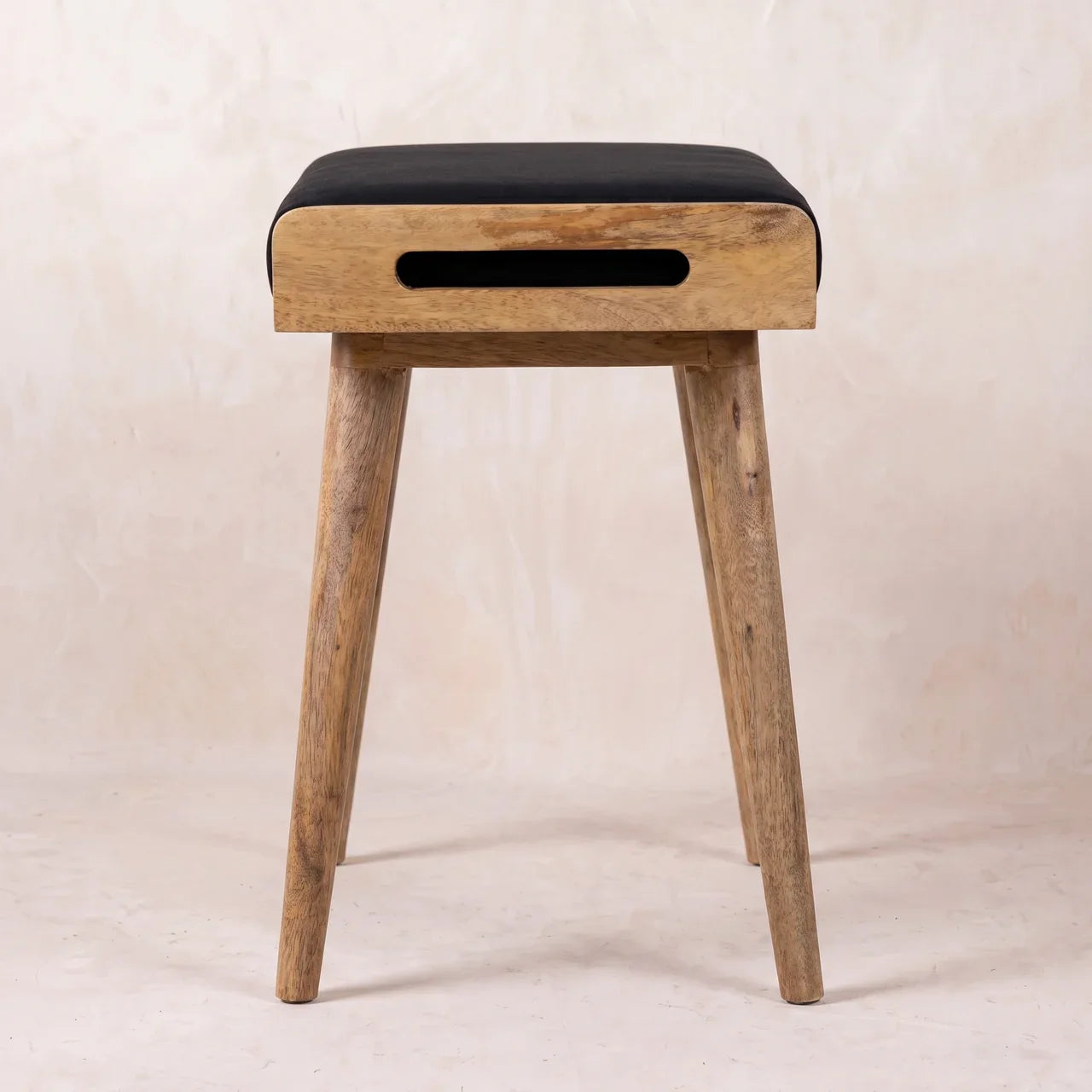 Black Velvet Tray Style Footstool