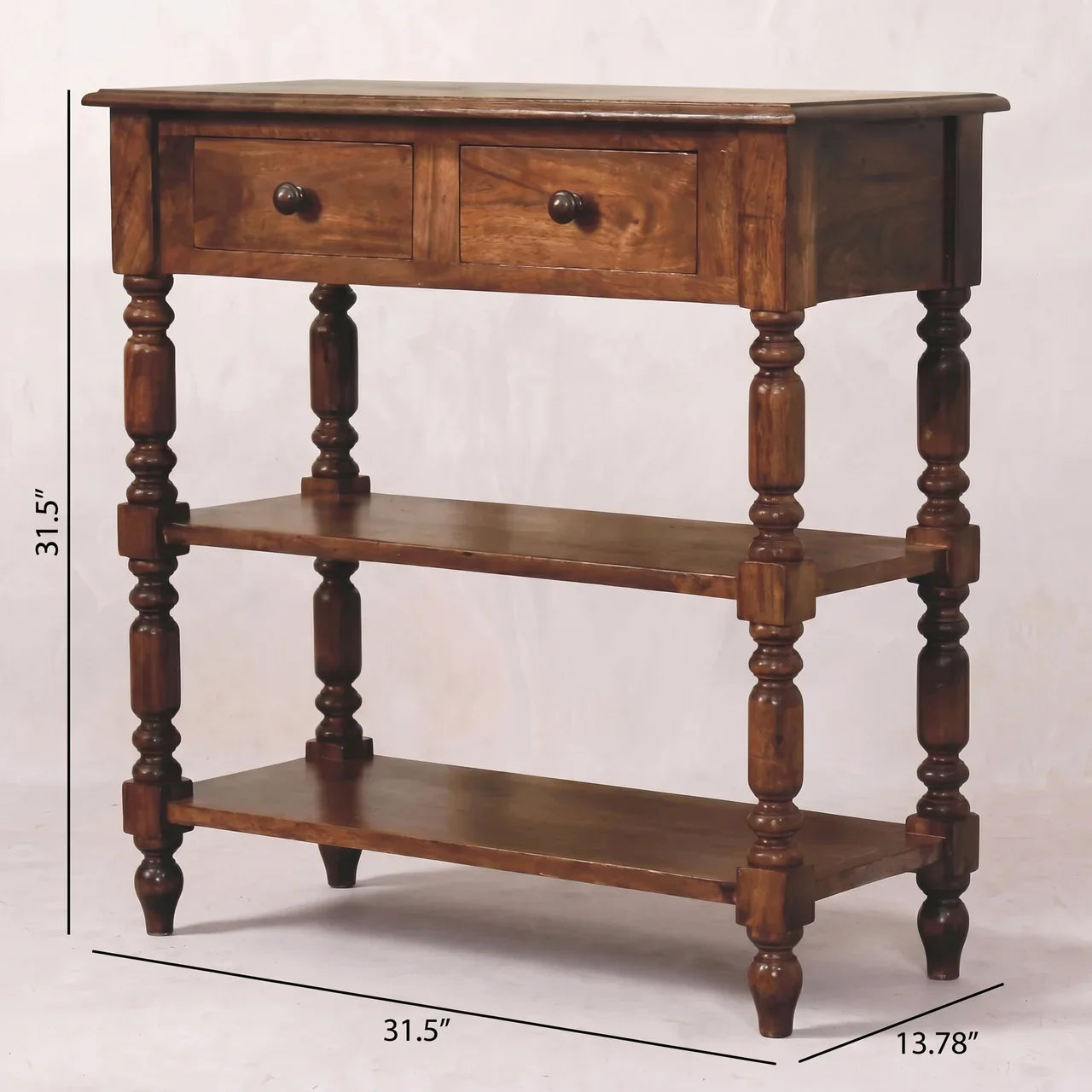 Turned Leg Side Table with Shelves