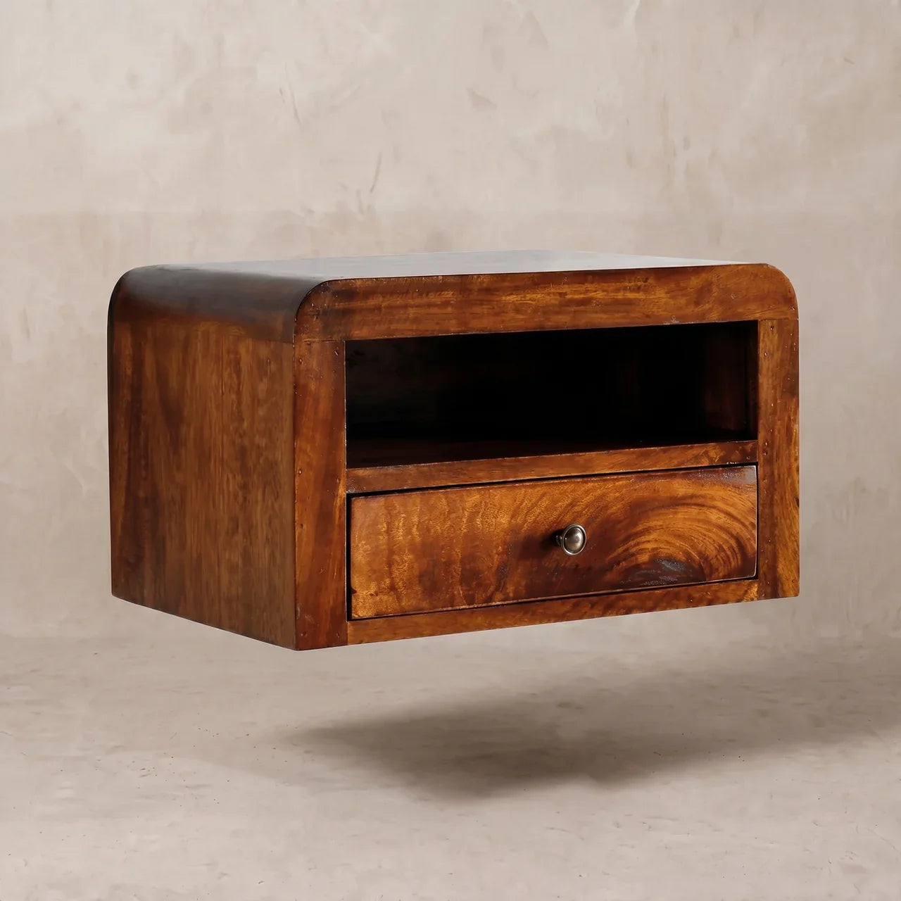Chunky Chestnut 1 Drawer Wall Mounted Nightstand
