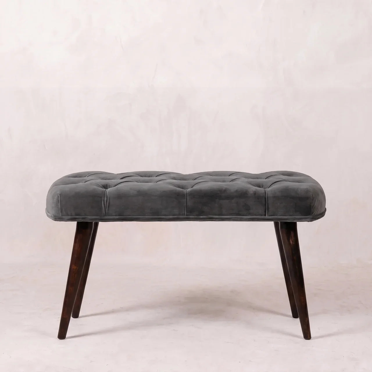 Grey Velvet Gold Base Footstool