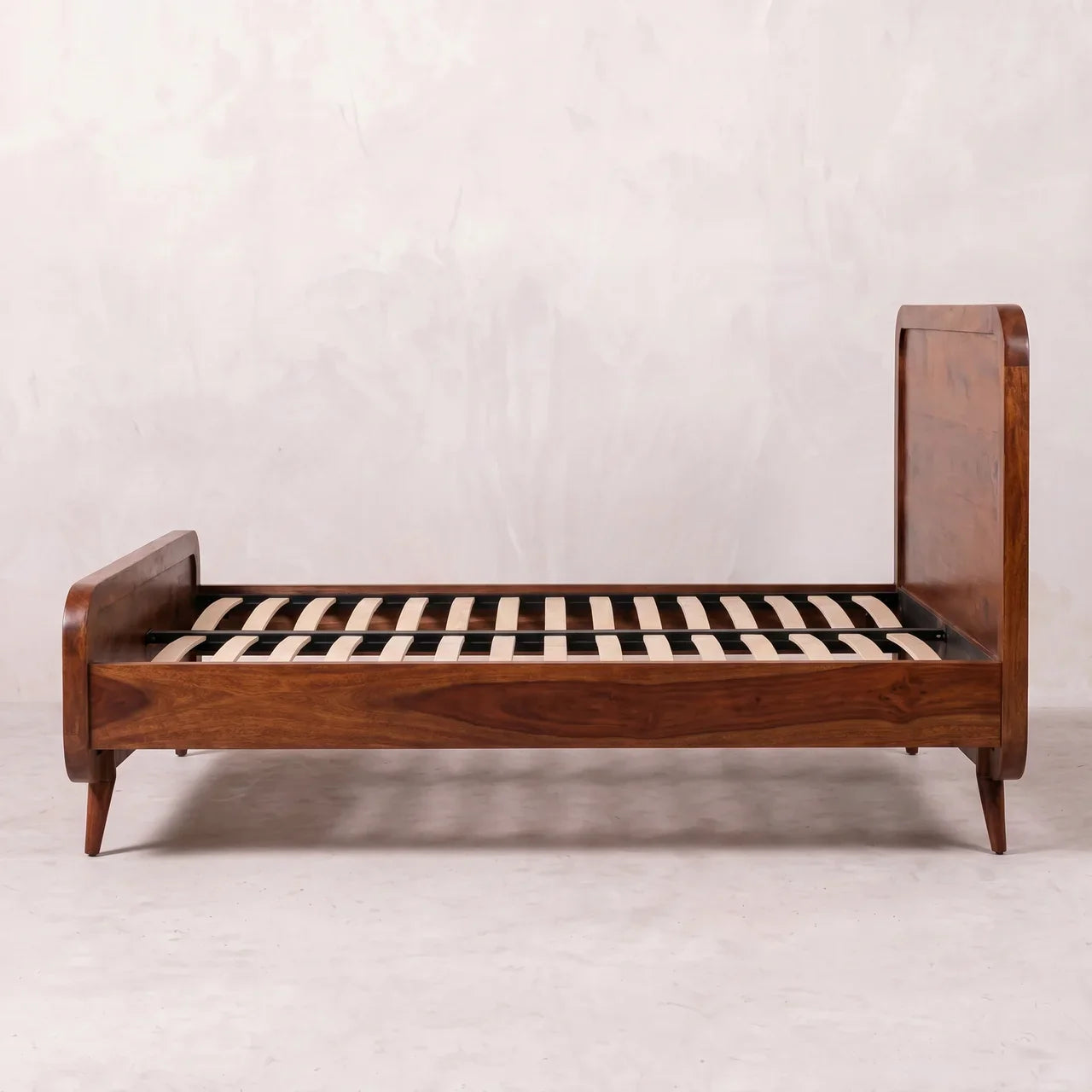 Curved Chestnut Double Bed