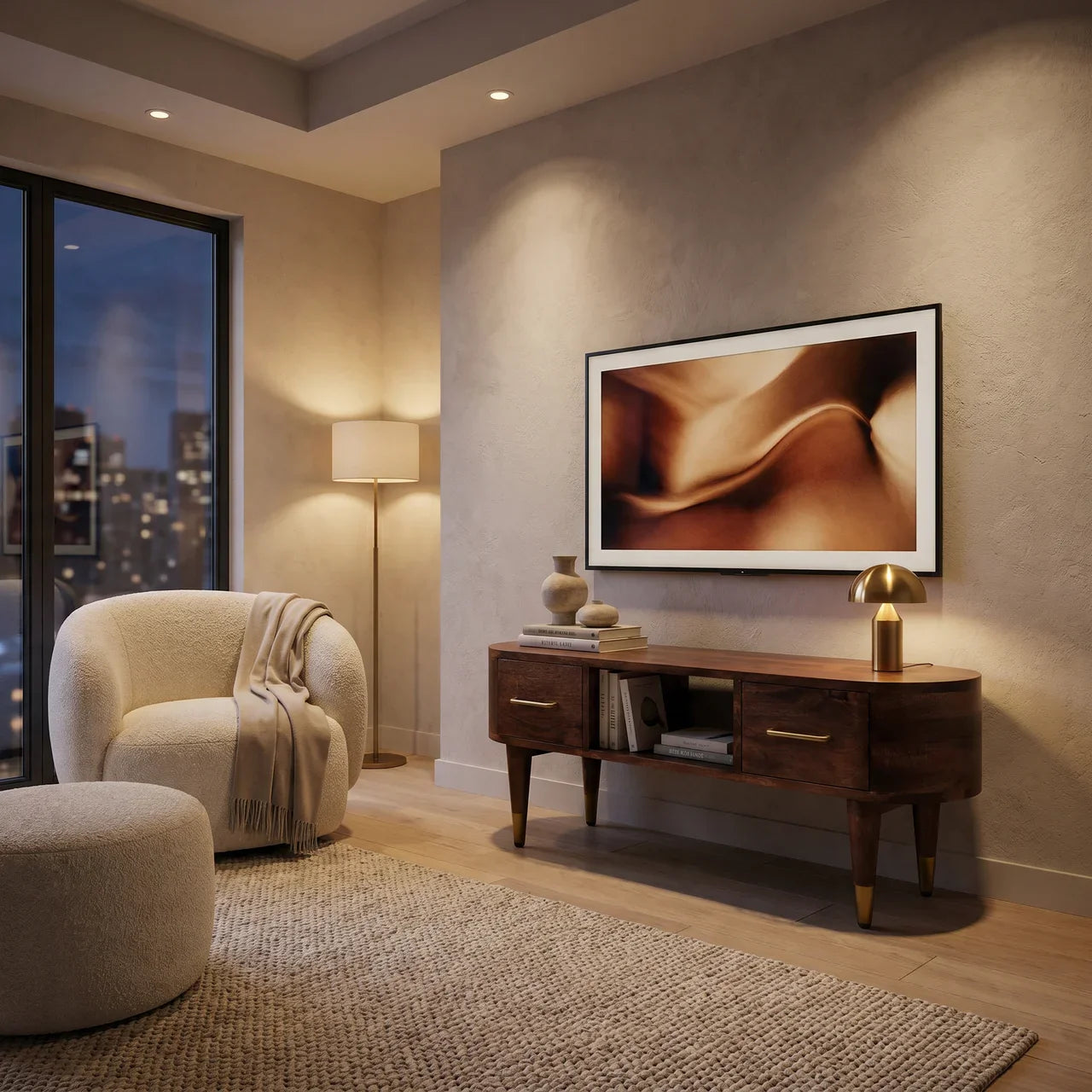 Valenza Curved Media Console
