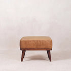 Tan Buffalo Leather Tan Footstool