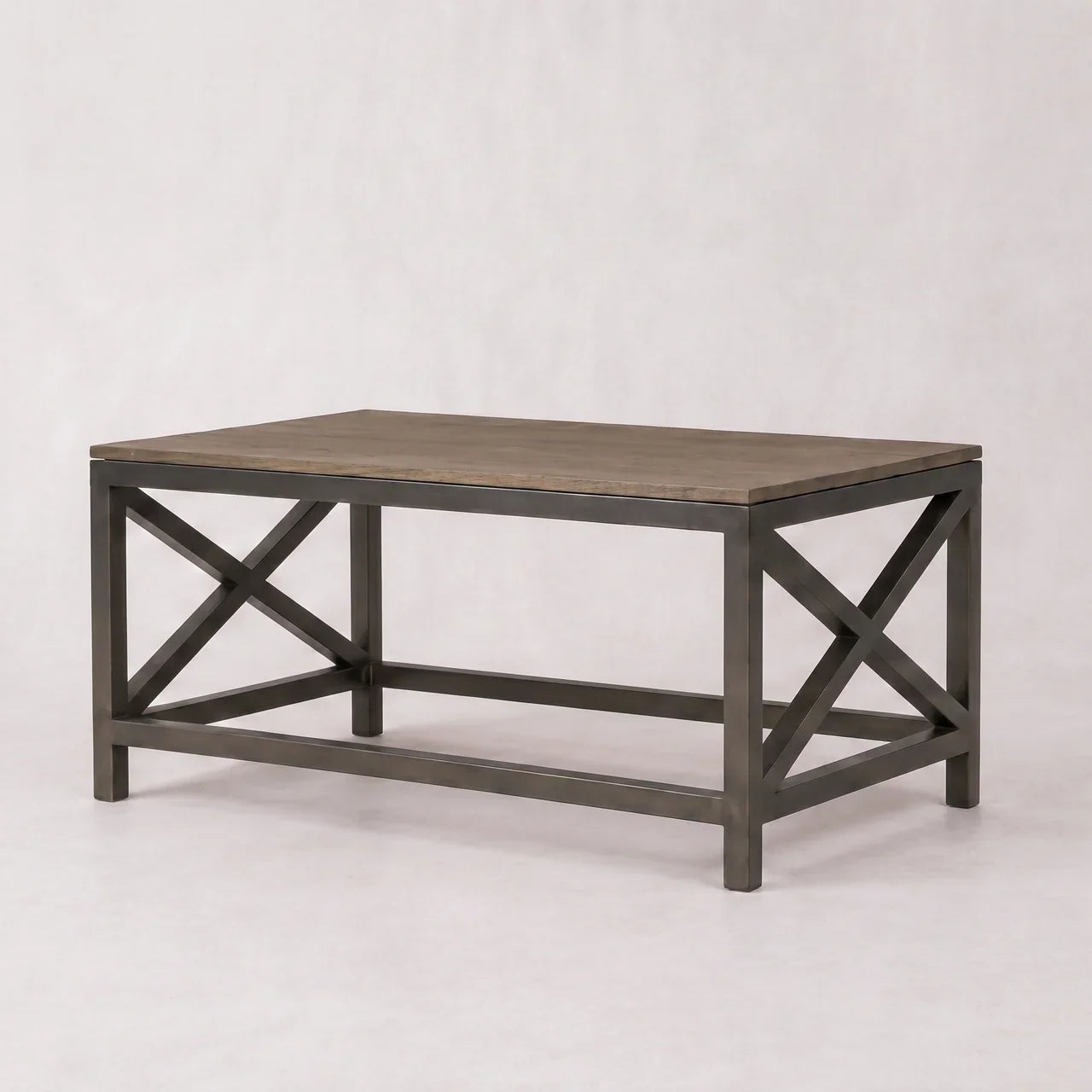 Industrial Cross Metal Oatmeal Coffee Table