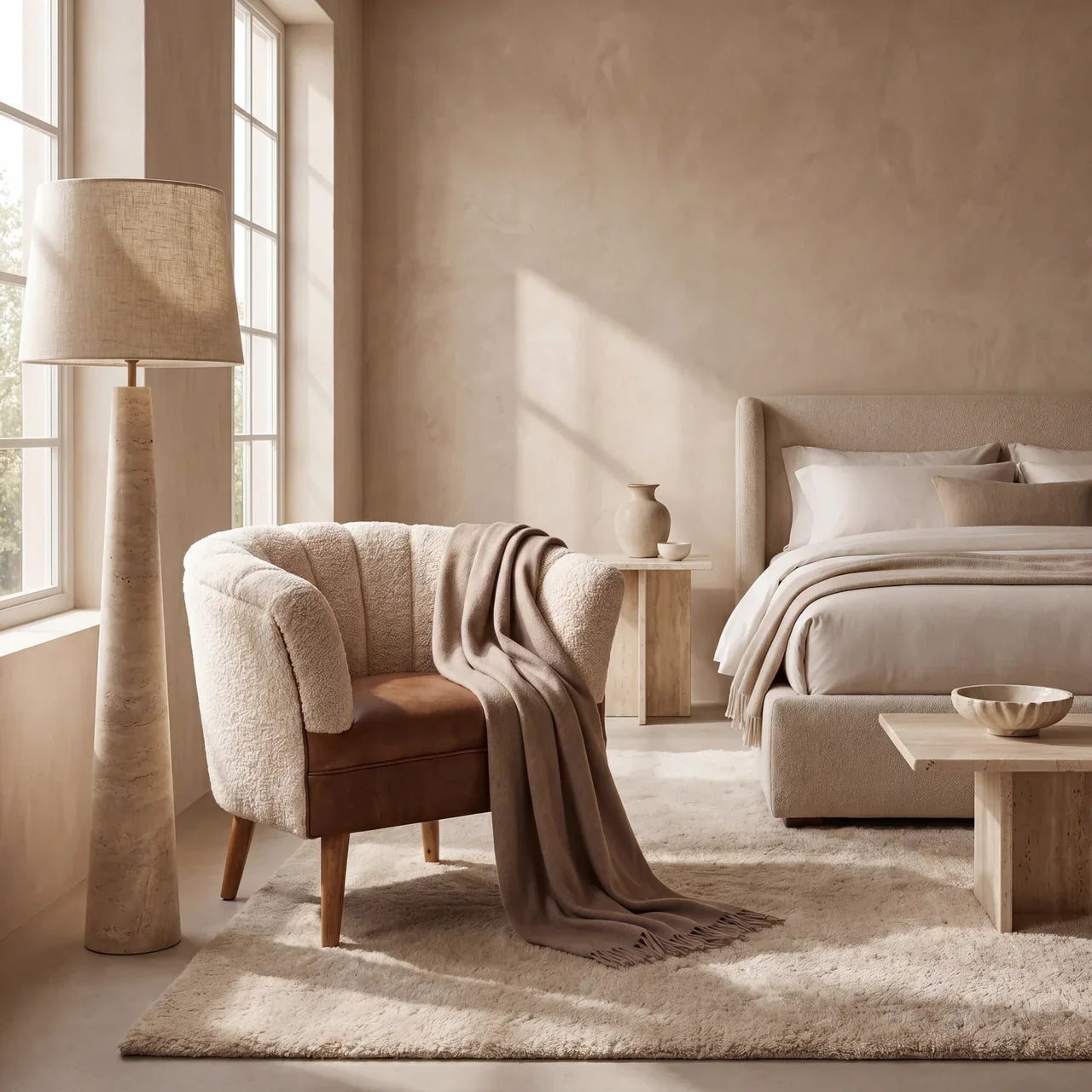 Boucle Cream Buffalo Armchair