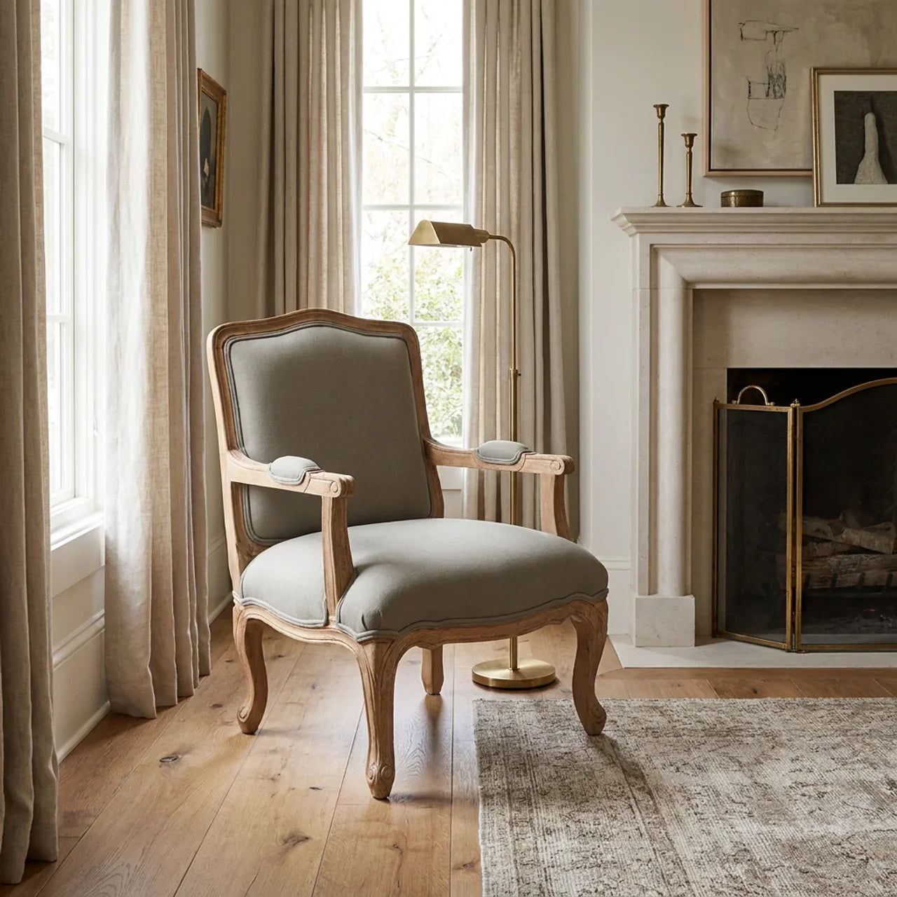 French Style Upholstered Armchair
