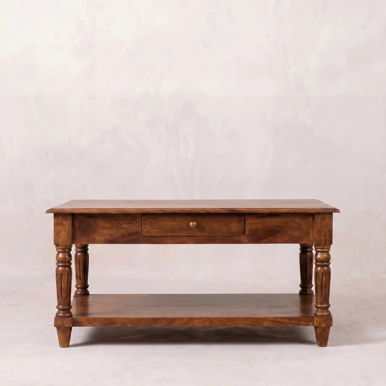 Turned Legs Chestnut 2 Drawer Coffee Table