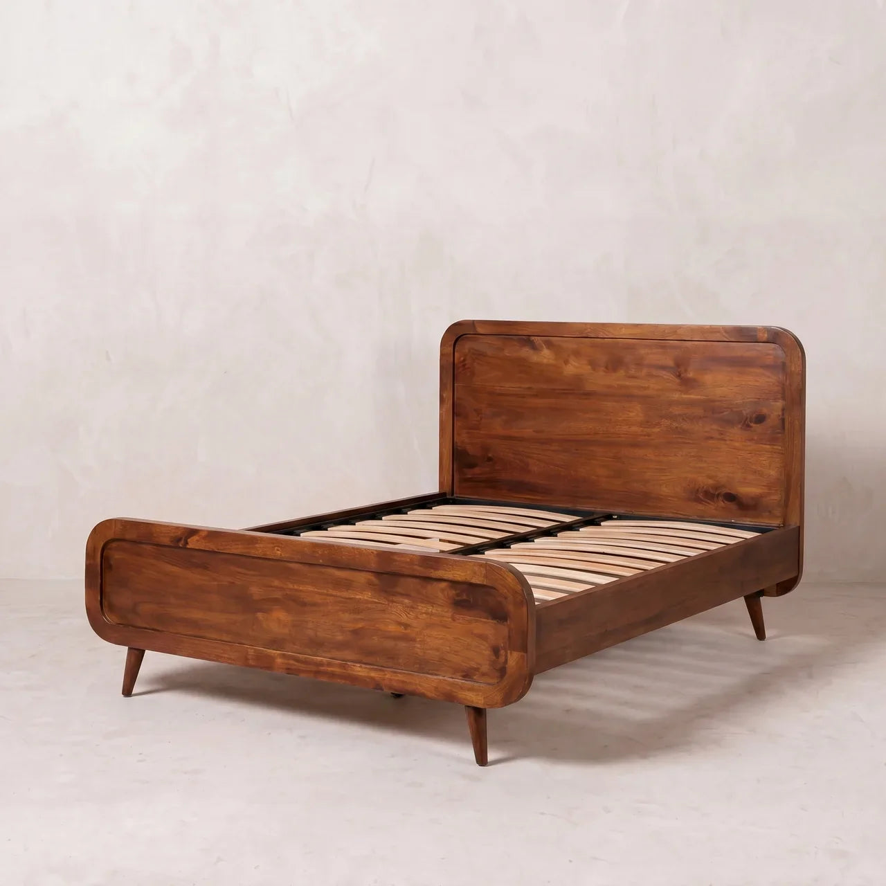 Curved Chestnut Double Bed