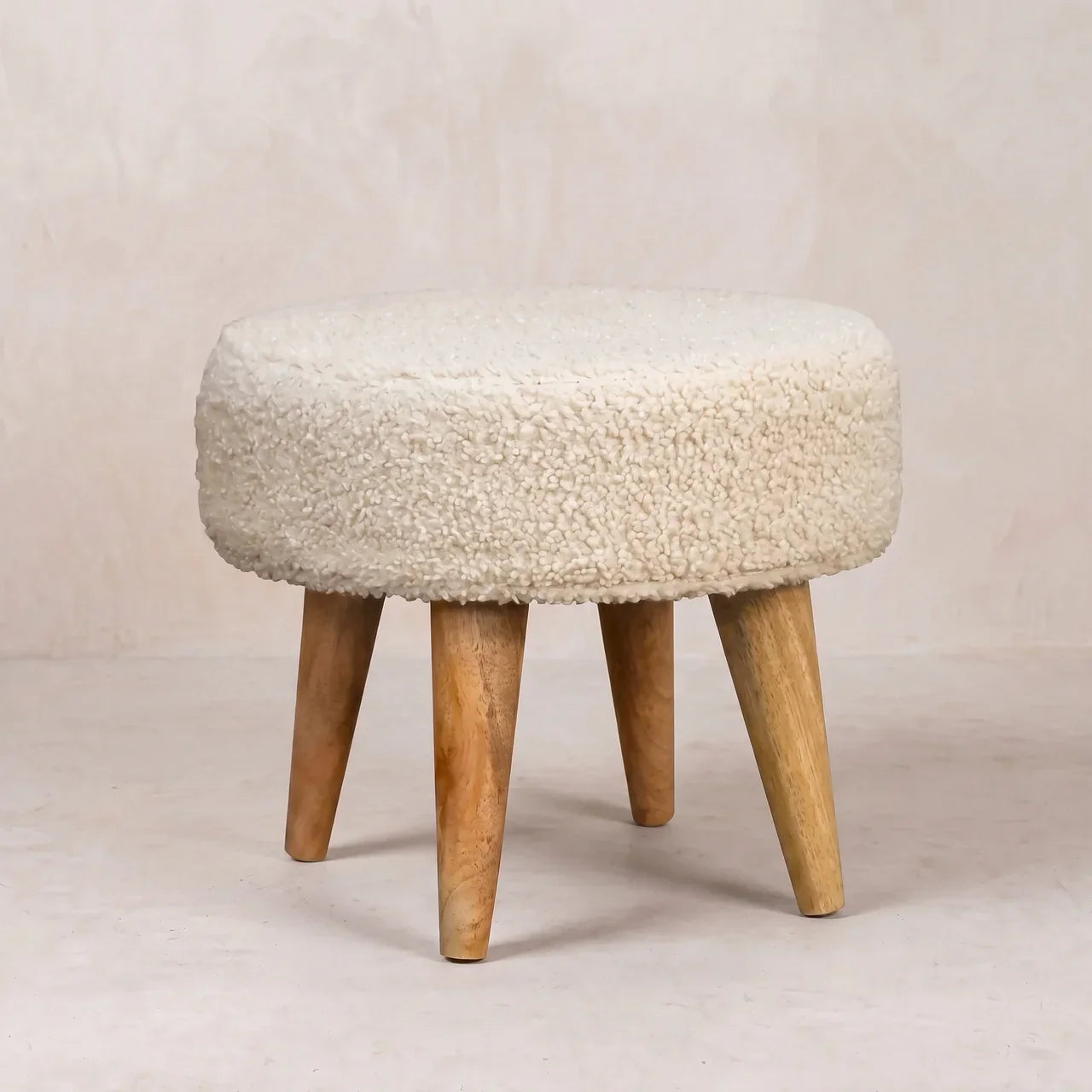 Cream Boucle Petite Footstool