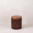 Ribbed Leather Accent Stool