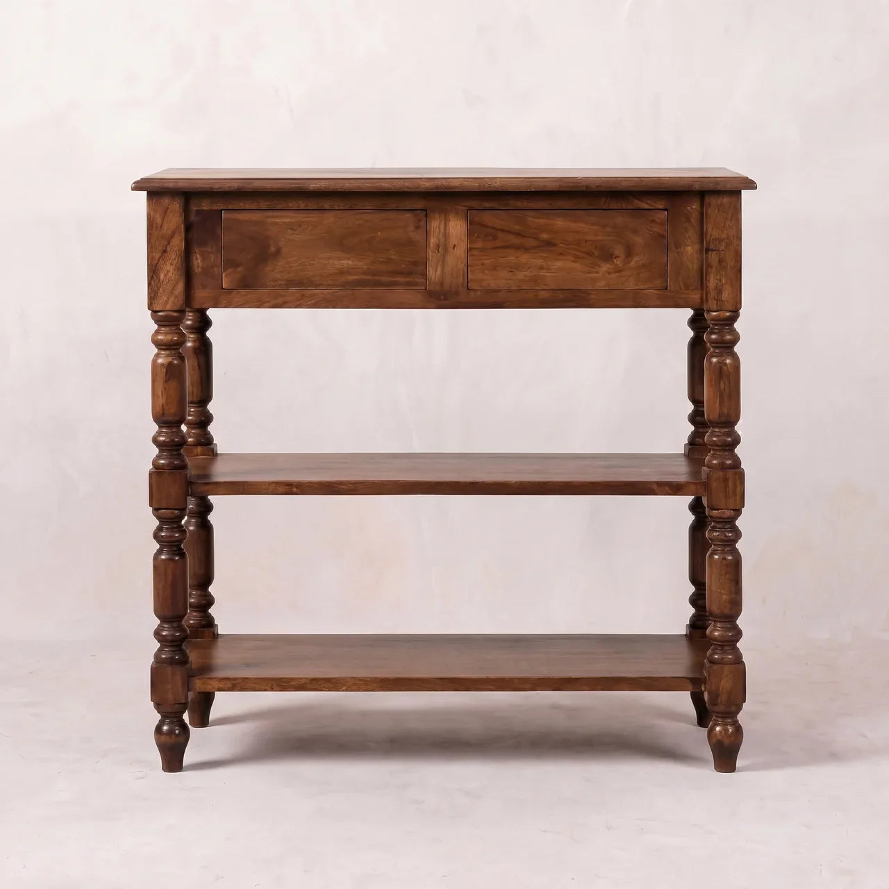 Turned Leg Side Table with Shelves