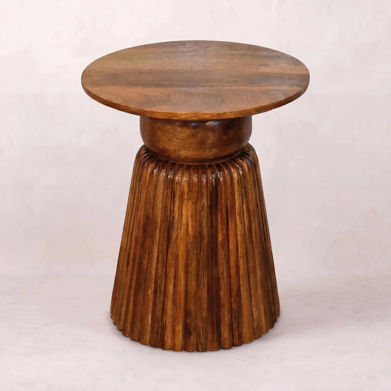 Amber Oak Round Side Table