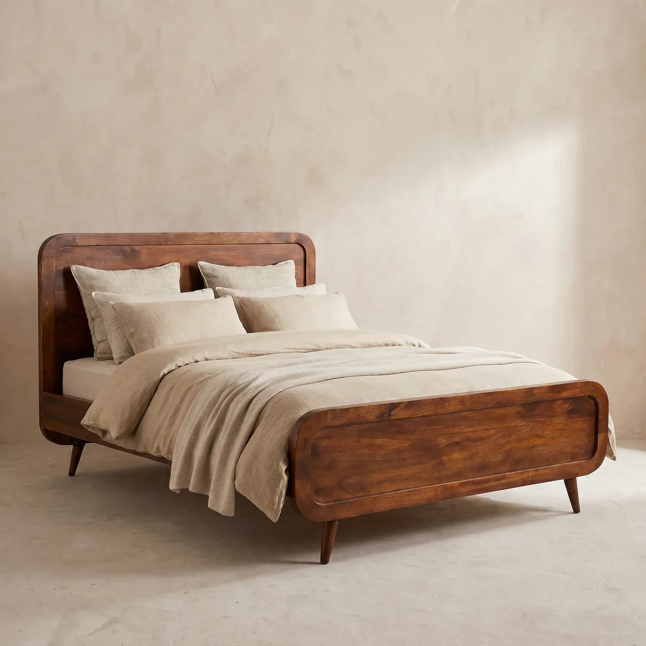 Curved Chestnut Double Bed