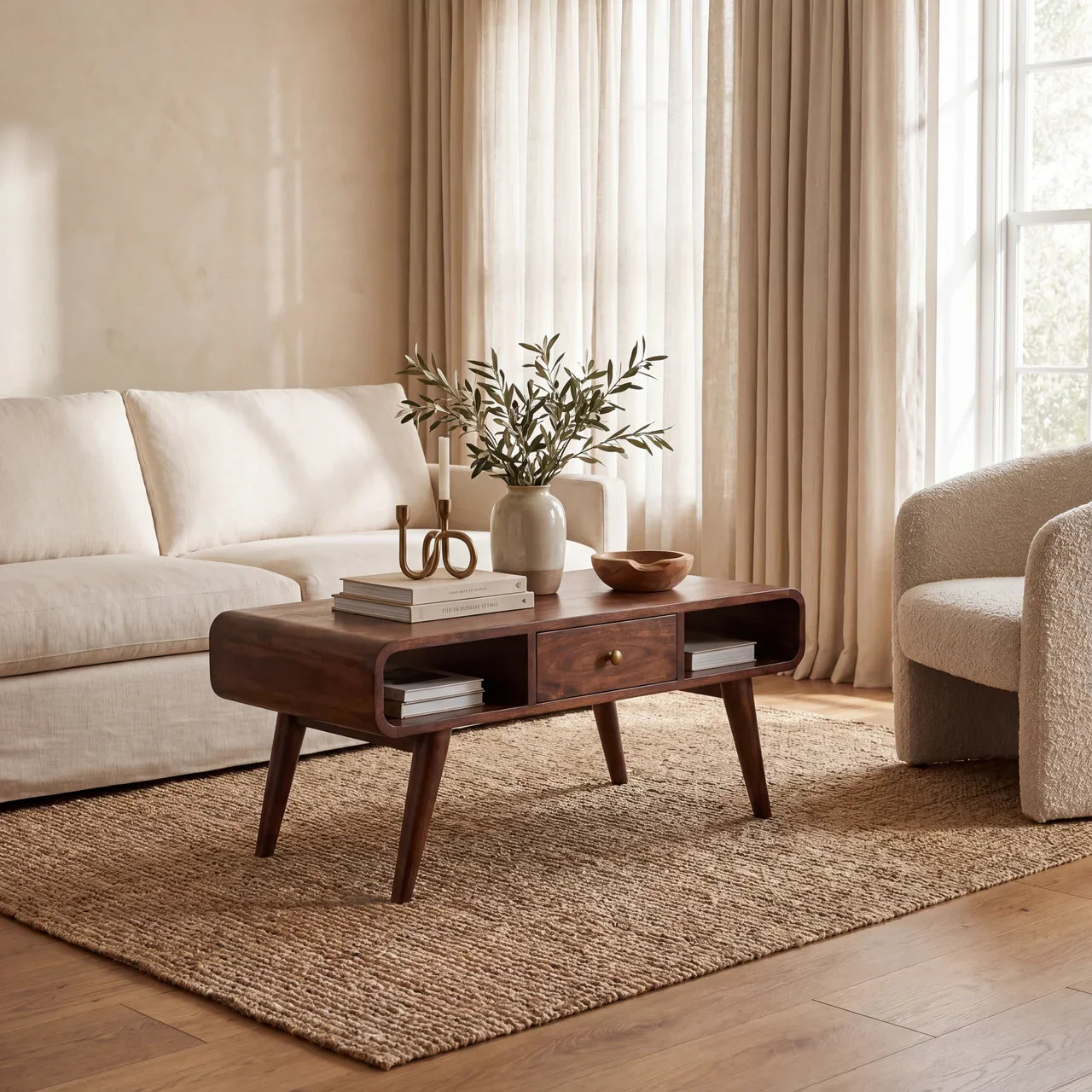 Curved California Walnut Coffee Table