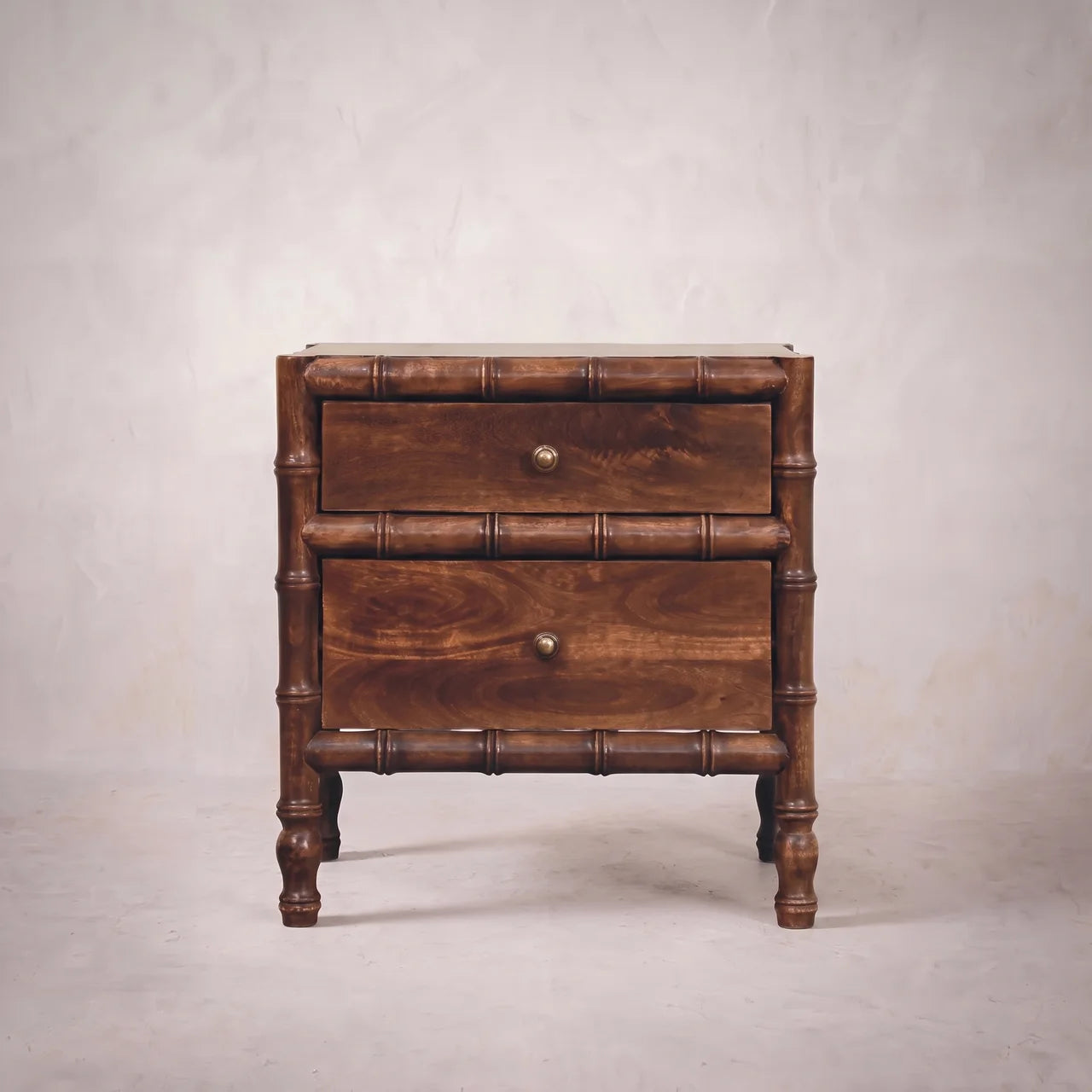 Faux-Bamboo Nightstand - Solid Mango Wood
