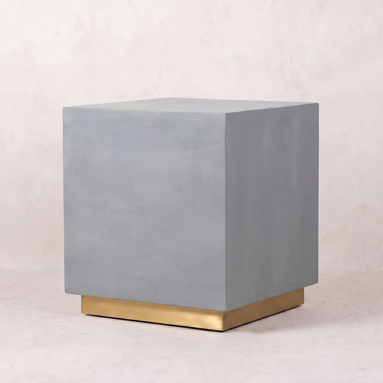 Cement Footstool with Gold Base