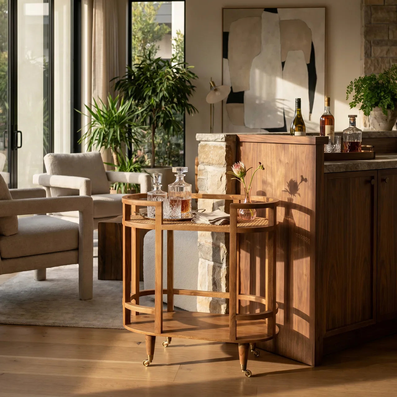 Saffron Rattan Butler Table