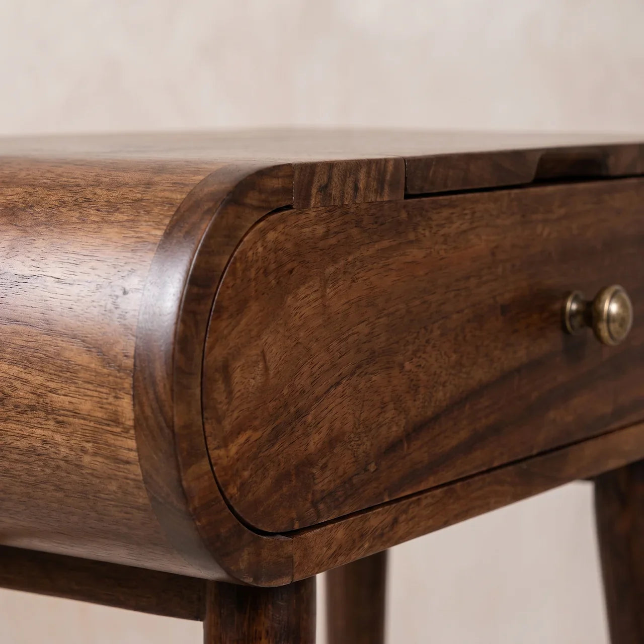 Mini California Walnut Dressing Table with Foldable Mirror