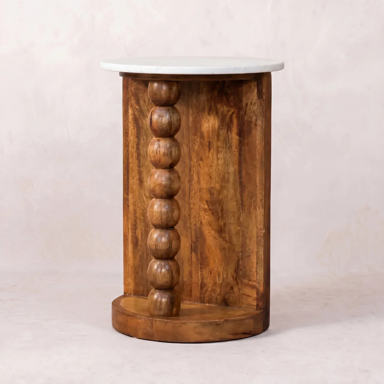 Marble-Top Spindle Side Table