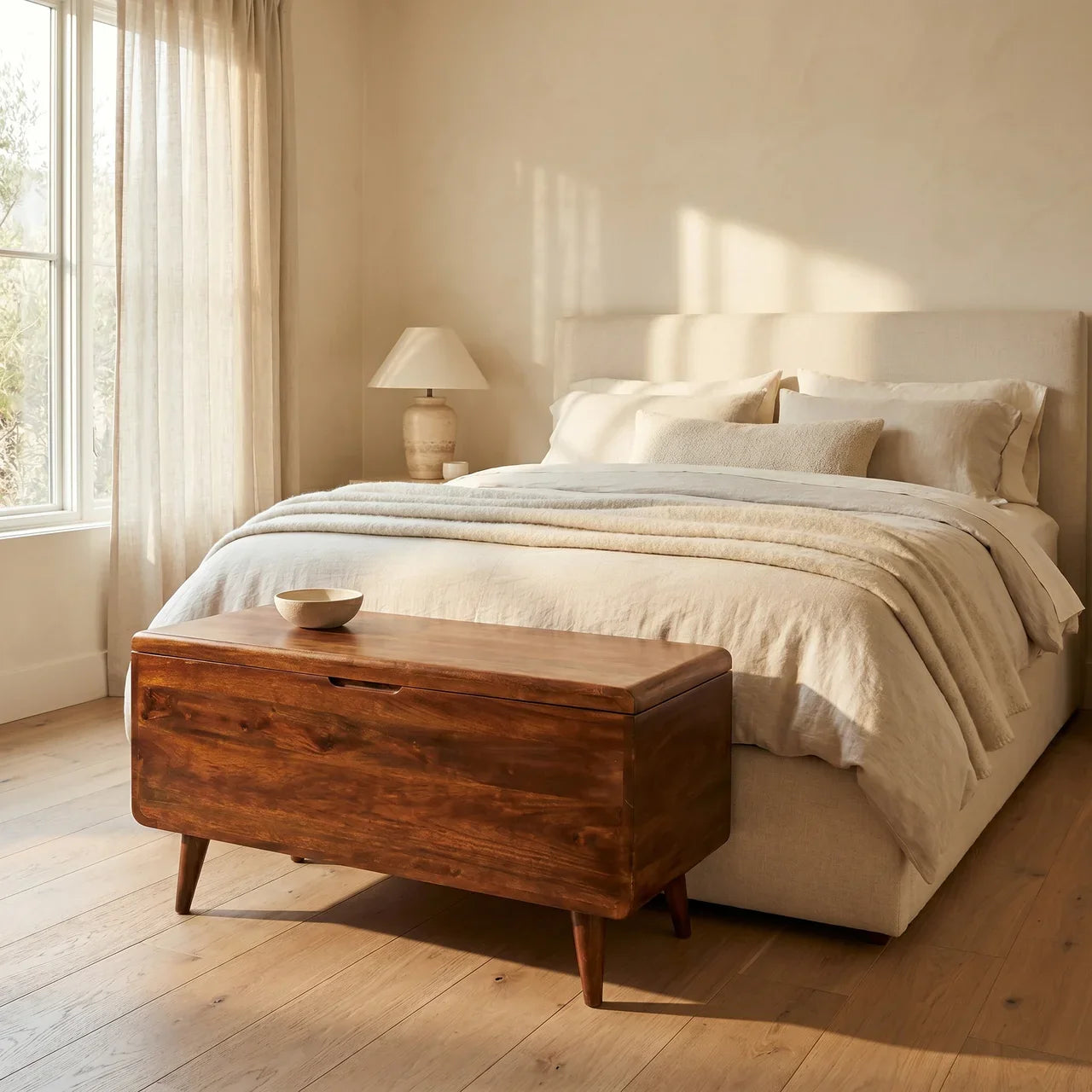 Curved Chestnut Blanket Box